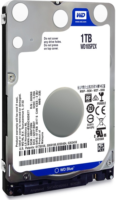 Жесткий диск WD Blue (WD10SPZX) 1TB {SATA 6Gb/s, 5400 rpm, 128Mb buffer}