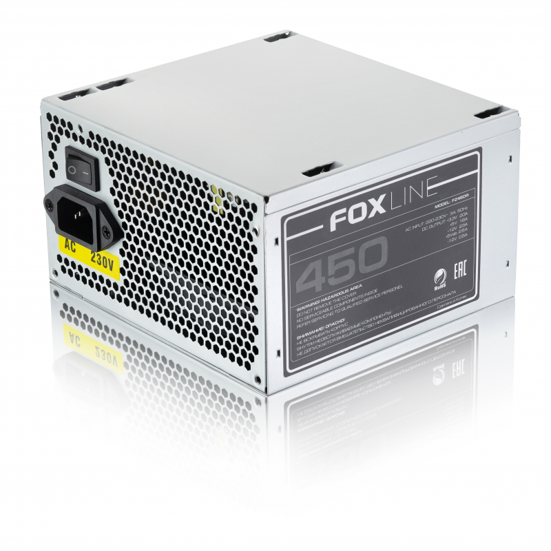 Блок питания Foxline  FZ450R 450W, ATX, NOPFC, 120FAN, 2xSATA, 2xPATA, 1xFDD, 24+4