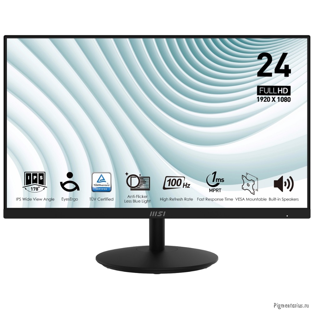 MSI PRO 23.8" MP242A {IPS flat 1920x1080 100Hz 1ms 300cd D-Sub HDMI DisplayPort 2x2W} [9S6-3PA1CT-20