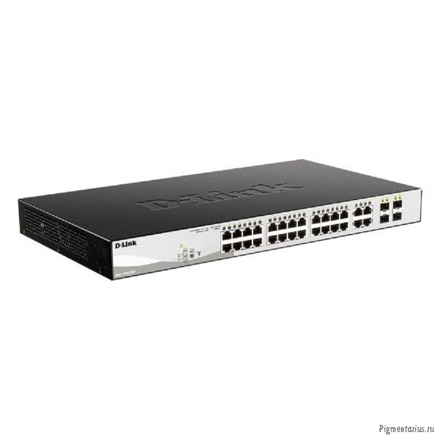 D-Link DGS-1210-28P/F5A Настраиваемый L2 коммутатор с 24 портами 10/100/1000Base-T и 4 комбо-портами