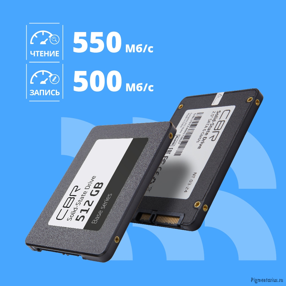 SSD накопитель CBR SSD-512GB-2.5-BS24b серия "Base" SATA III 512GB