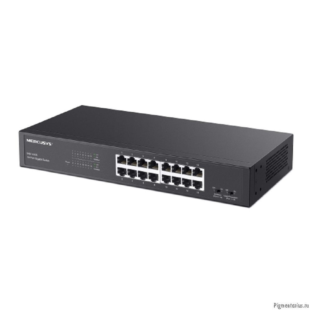 Mercusys MS116GS Коммутатор с 16 гигабитными портами для размещения на столе или в стойке