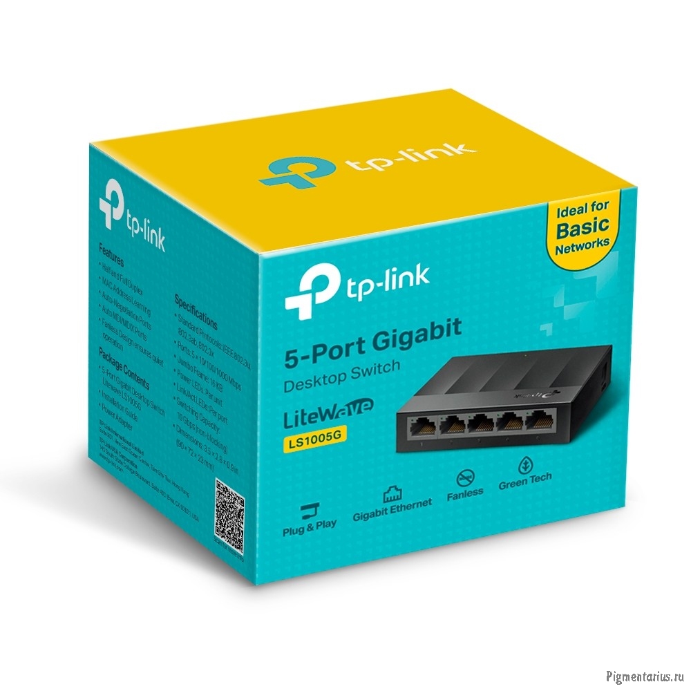 Настольный коммутатор TP-Link LS1005G 5-портовый 10/100/1000 Мбит/с