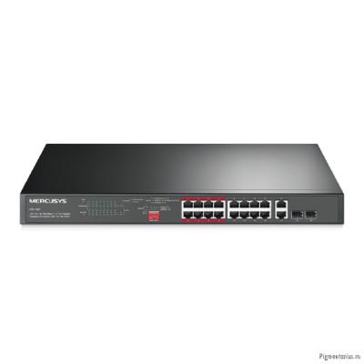 Mercusys MS118CP 16-портовый монтируемый в стойку PoE+ коммутатор 10/100 Мбит/с с 2 гигабитными порт