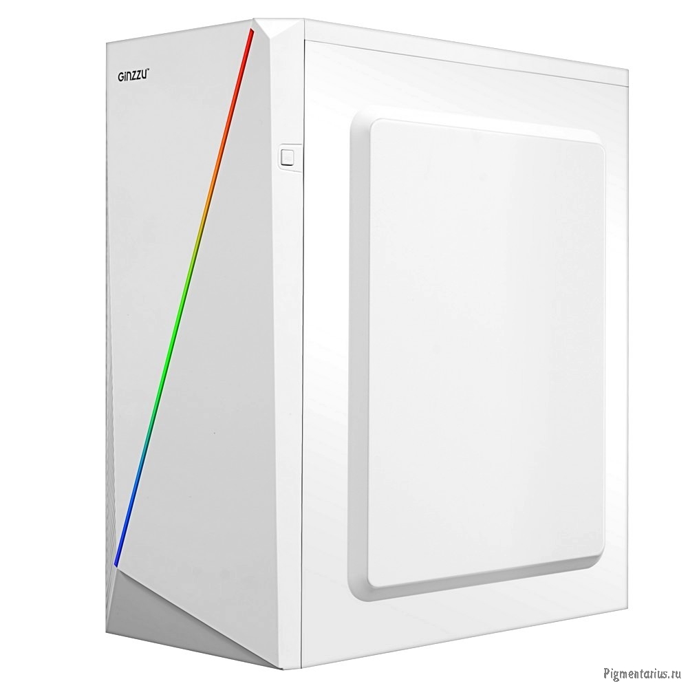 Ginzzu SL220 White  FAN 12LED USB3.0 Window w/o PSU 
