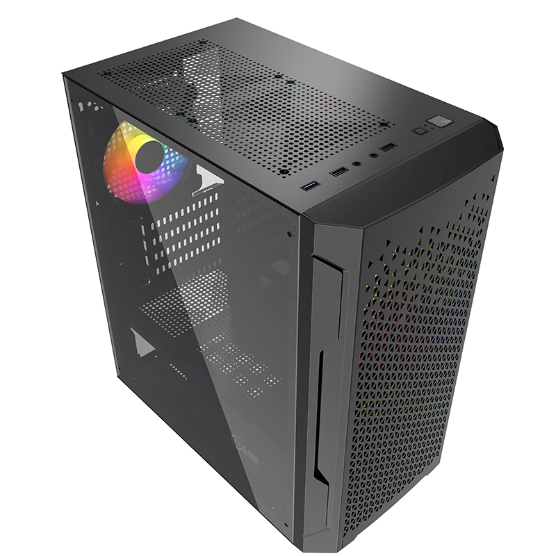 Powercase CMIMZB-L3 Корпус Mistral Micro Z3B Mesh LED, Tempered Glass, 2x 140mm + 1х 120mm 5-color f