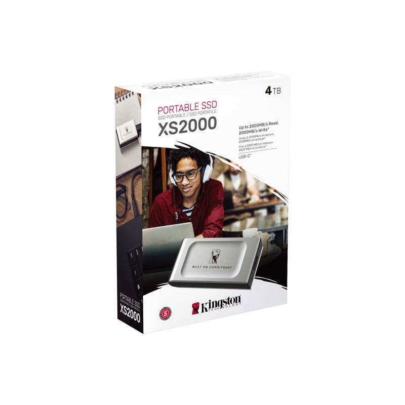 Kingston Portable SSD 4TB External SSD XS2000 BOC,Type-C, USB 3.2 Gen 2x2, R/W 2000/2000MB/s, IP55, 