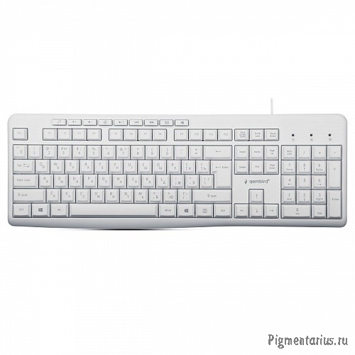 Клавиатура Gembird KB-8430M,{USB, белый, 113 клавиш, 9 кнопок управления мультимедиая, кабель 1,5м}	