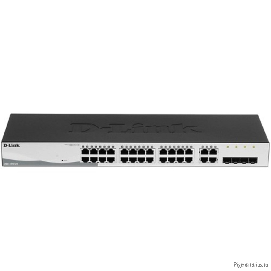 D-Link DGS-1210-28/F3A Настраиваемый L2 коммутатор с 24 портами 10/100/1000Base-T и 4 комбо-портами 