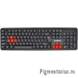 Exegate EX264080RUS Клавиатура Exegate LY-403, <USB, черная, 105кл, Enter большой, 8 красных клавиш>