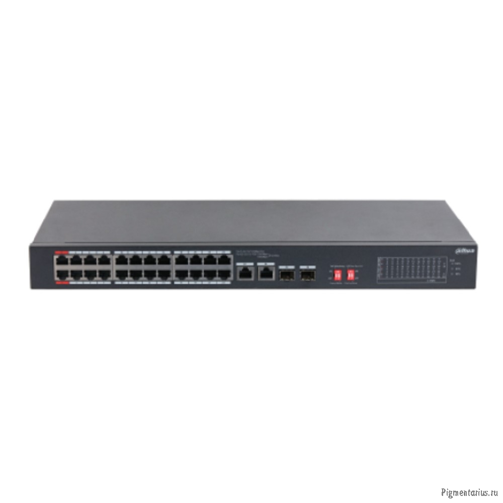 DAHUA DH-S3226-24ET-240 24-портовый неуправляемый коммутатор с РоЕ, 24xRJ45 100Mb PoE, 2хКомбо SFP/R