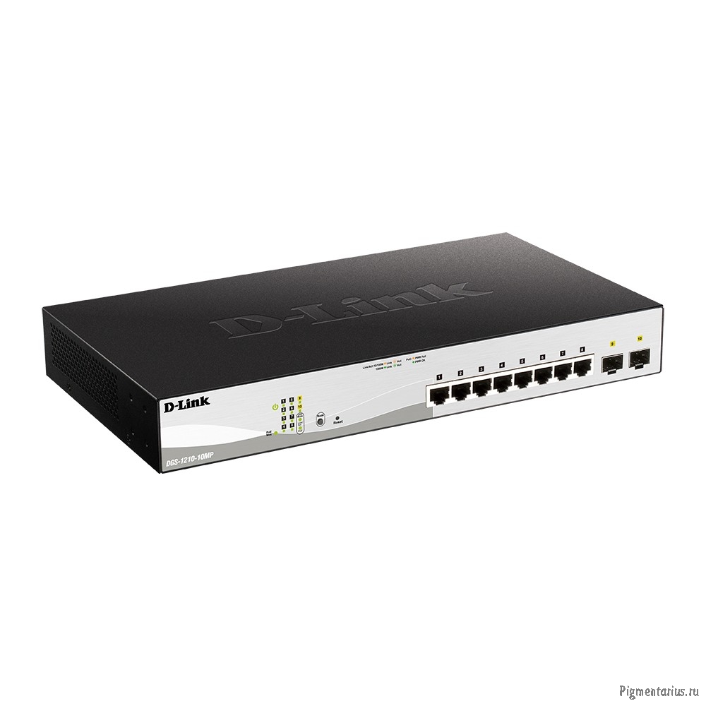 D-Link DGS-1210-10MP/F1A PROJ Настраиваемый L2 коммутатор с 8 портами 10/100/1000Base-T и 2 портами 