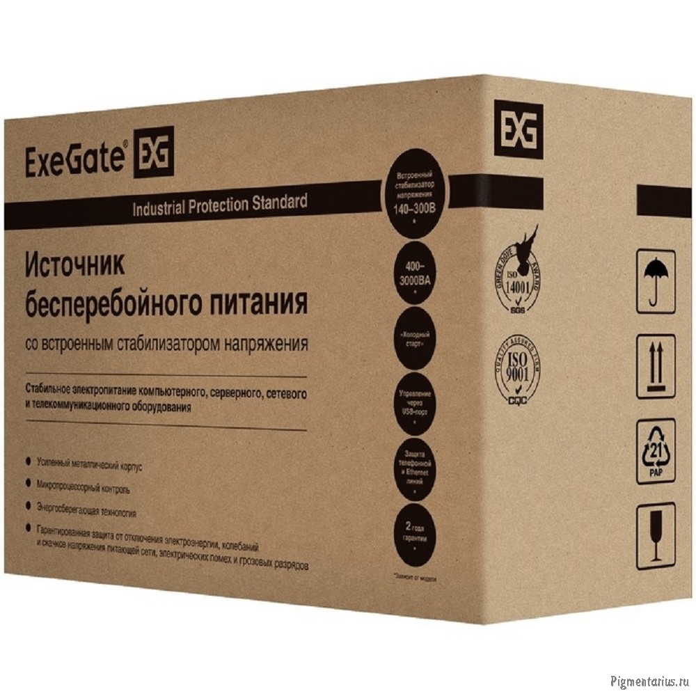 Exegate EX292608RUS ИБП ExeGate SpecialPro UNB-2000.LED.AVR.4C13.RJ.USB <2000VA/1200W, LED, AVR,4*C1