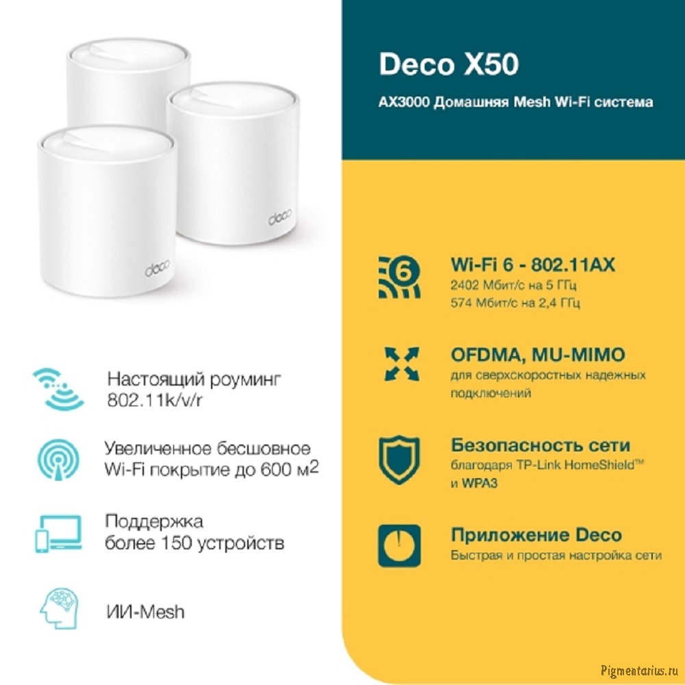 TP-Link Deco X50(3-pack) AX3000 Домашняя Mesh Wi-Fi система