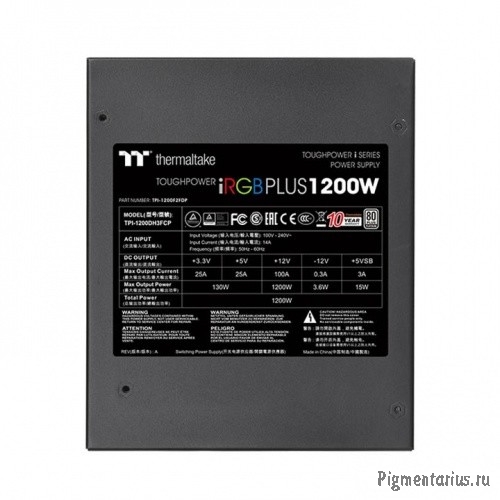 Thermaltake  Toughpower iRGB Plus, ATX 1200W Toughpower iRGB Plus 80+ platinum (24+4+4pin) APFC 140m