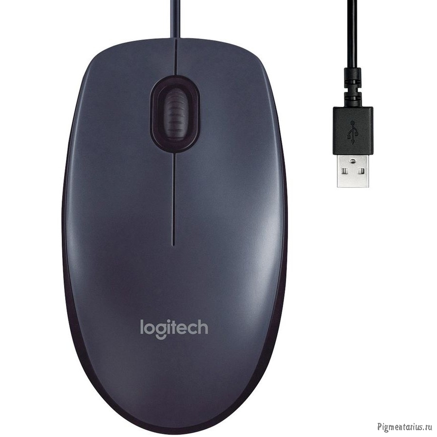 910-006652/910-005006/910-005003 Мышь Logitech M100(M100r) Dark Ret {темно-серая/черная, оптическая,