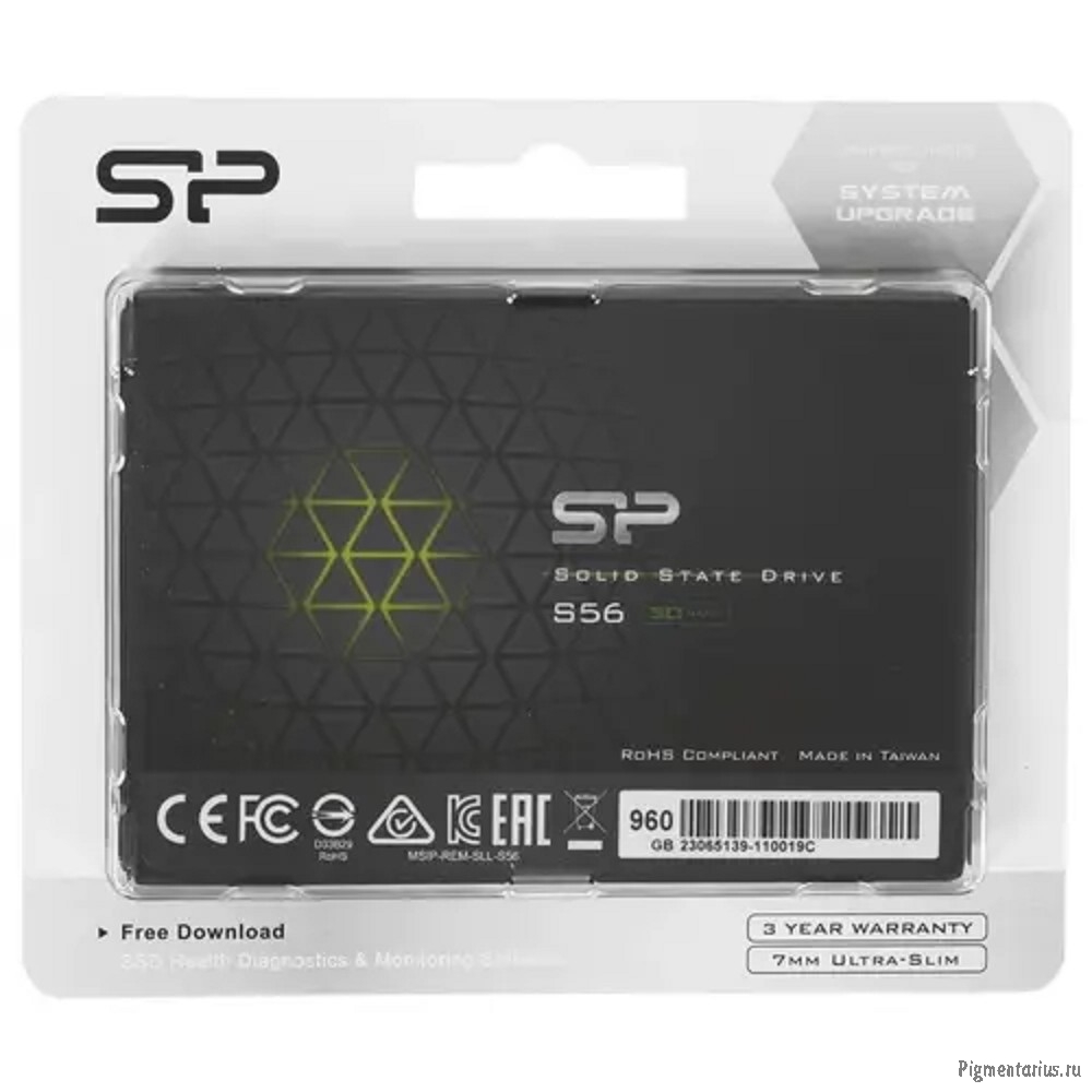 Silicon Power 960GB 2.5" Slim S56 <SP960GBSS3S56A25> (SATA3, up to 500/450MBs, 3D NAND, 500TBW, 7mm)