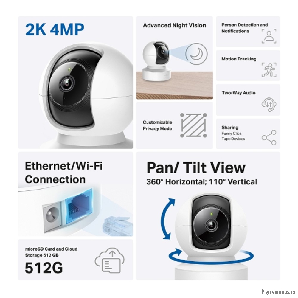 TP-Link Tapo C222 Поворотно-наклонная беспроводная облачная IP-камера с ИИ