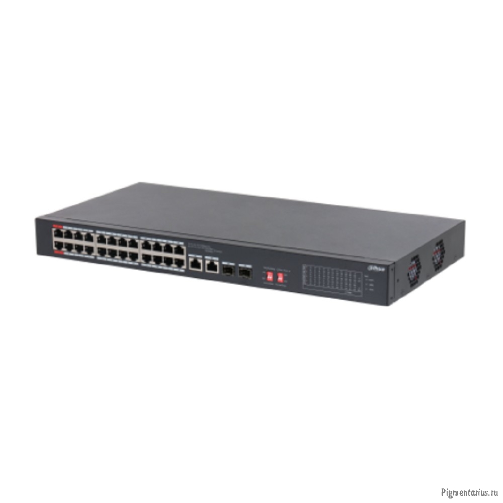 DAHUA DH-S3226-24ET-240 24-портовый неуправляемый коммутатор с РоЕ, 24xRJ45 100Mb PoE, 2хКомбо SFP/R
