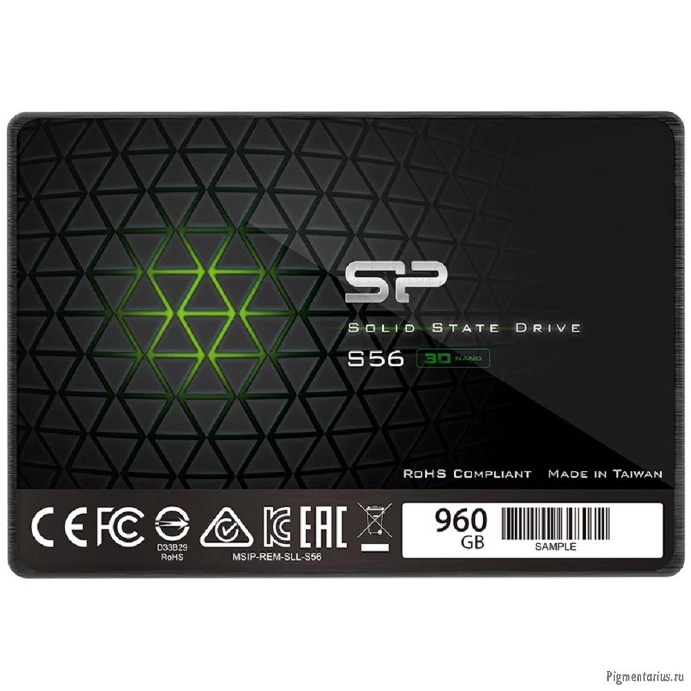 Silicon Power 960GB 2.5" Slim S56 <SP960GBSS3S56A25> (SATA3, up to 500/450MBs, 3D NAND, 500TBW, 7mm)