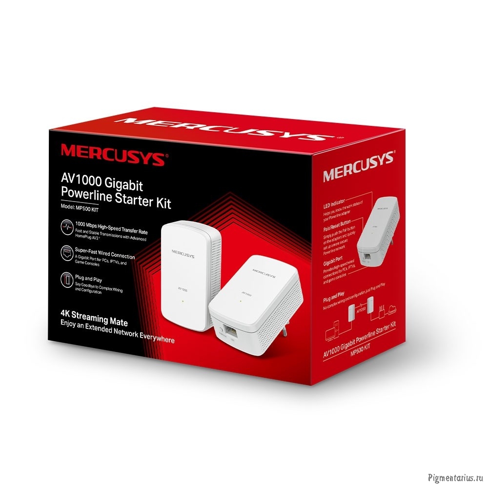 Mercusys MP500 KIT AV1000 Комплект гигабитных адаптеров Powerline