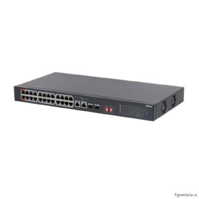 DAHUA DH-S3226-24ET-240 24-портовый неуправляемый коммутатор с РоЕ, 24xRJ45 100Mb PoE, 2хКомбо SFP/R