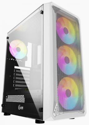 Powercase CMIZW-L4 Mistral Z4 White, Tempered Glass, Mesh, 4x 120mm 5-color LED fan, белый, ATX