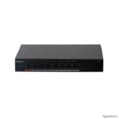 DAHUA DH-PFS3008-8ET-60 8-портовый неуправляемый коммутатор с РоЕ, 4xRJ45 100Mb PoE, 4xRJ45 100Mb, с