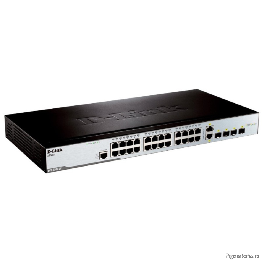 D-Link DES-3200-28/C1A Управляемый L2 коммутатор с 24 портами 10/100Base-TX, 2 портами 100/1000Base-
