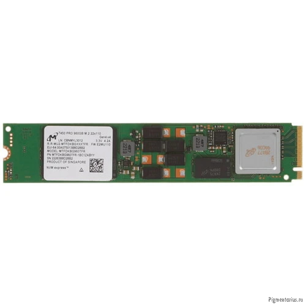 Micron SSD 7450 PRO, 960GB, M.2(22x110mm), NVMe, PCIe 4.0 x4, 3D TLC, MTFDKBG960TFR-1BC1ZABYY