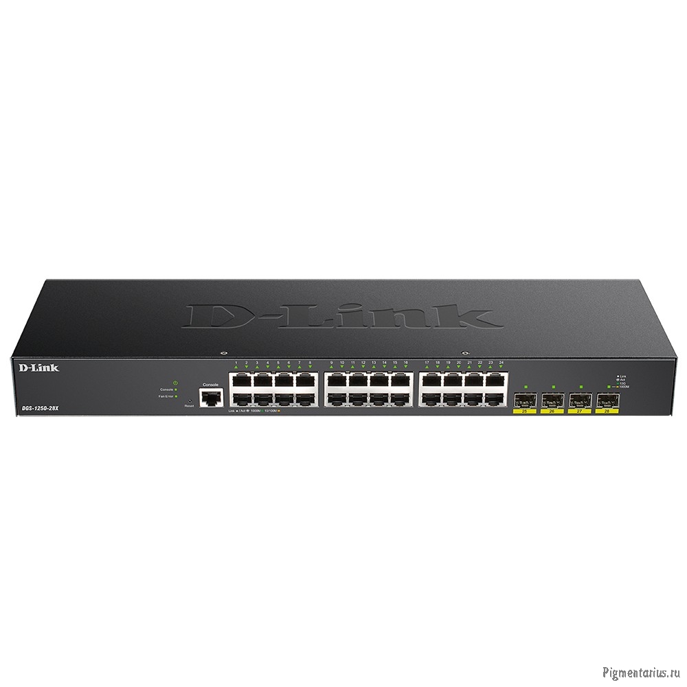 D-Link DGS-1250-28X/A1A  Управляемый L2 коммутатор c 24 портами 10/100/1000Base-T и 4 портами 10GBas